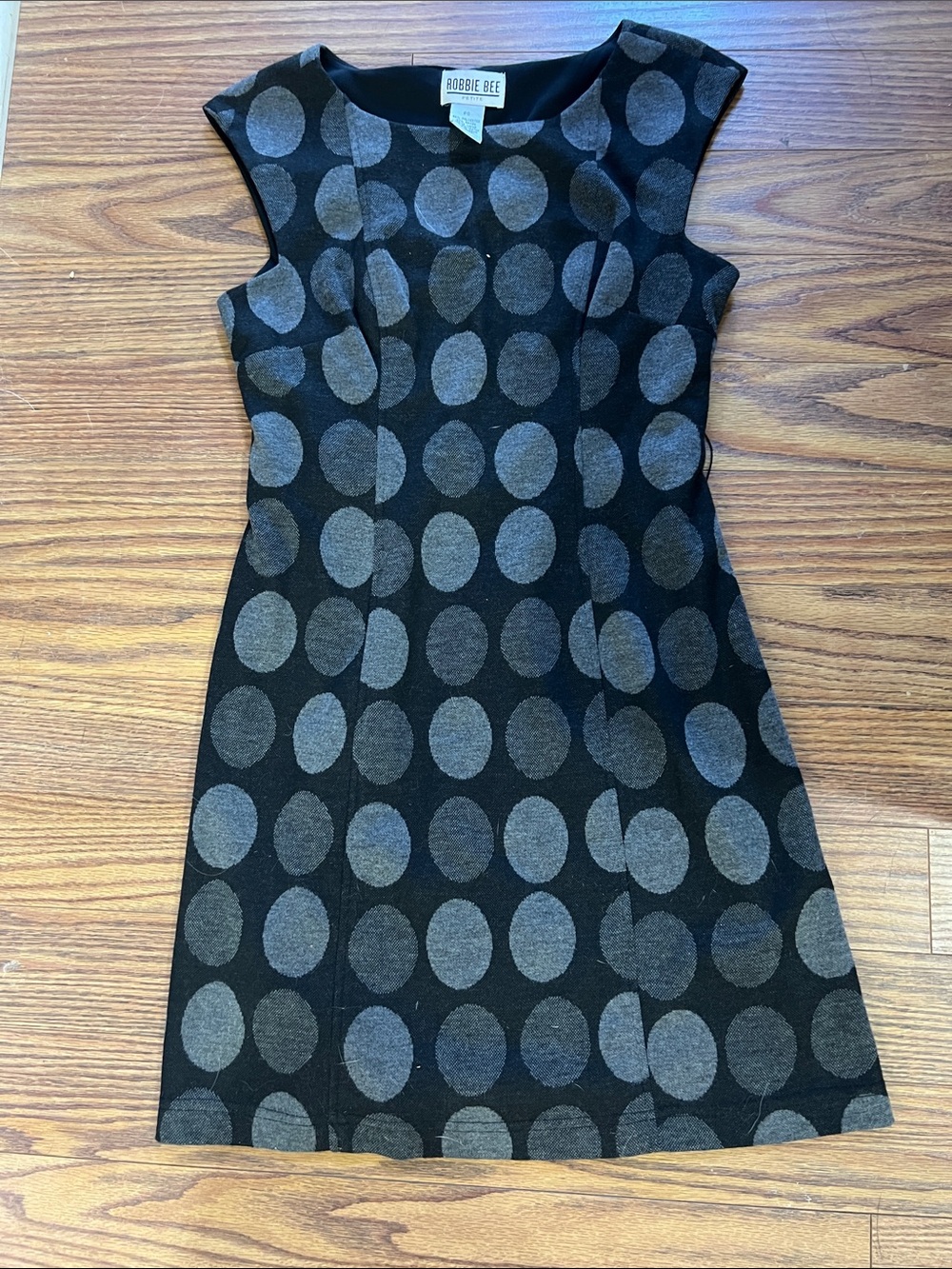 Robbie Bee Black and Gray Polka Dot Mini Sheath Dress